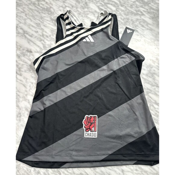 adidas Aeroready Pro Y-Tank Womens Tank Top Tennis Pickleball Black Gray Large - Picture 1 of 16